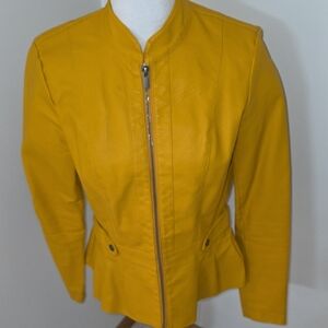 Baccini Mustard Leather Jacket